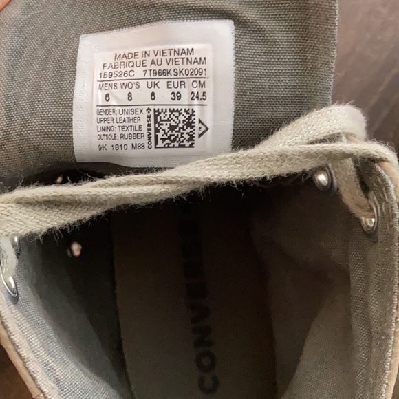 Converse All Star Leather Army Green Size Men’s 6 Women’s 8 - Picture 7 of 9